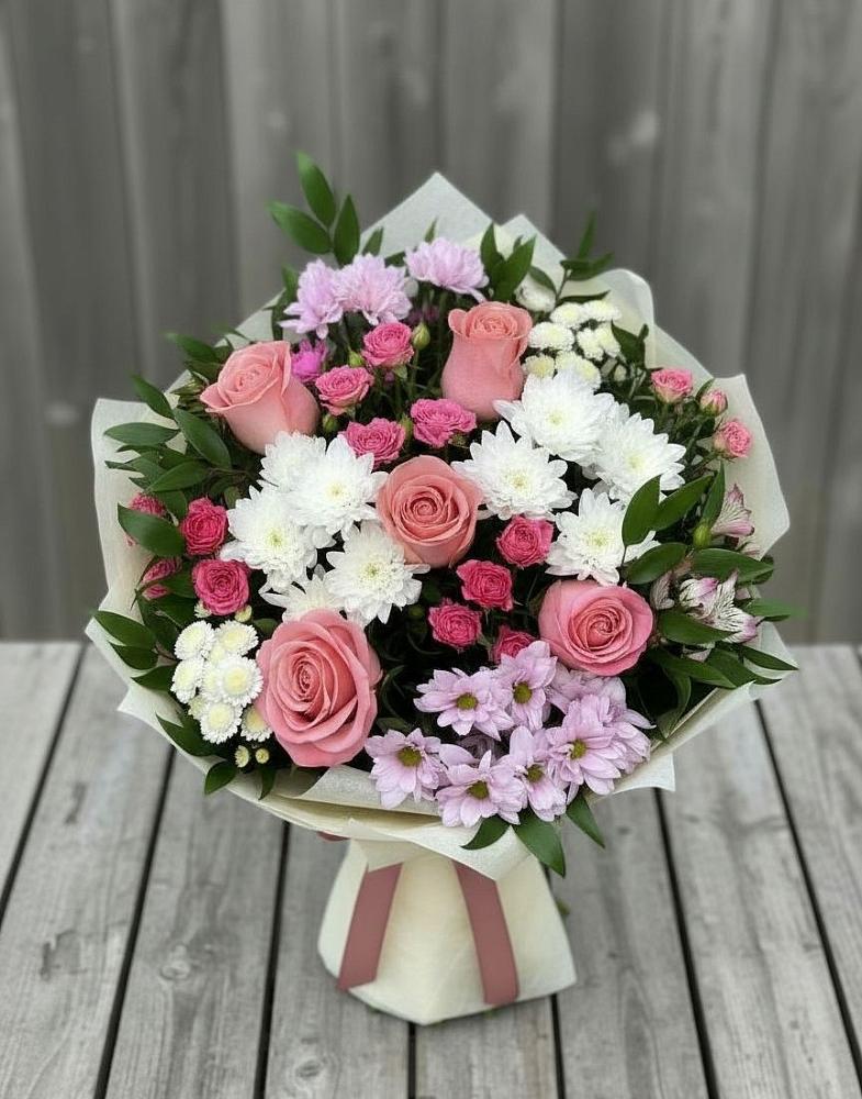 Букет цветов из: Альстромерии, Гвоздики, Розы и Хризантемы в Краснослободске Республики Мордовия