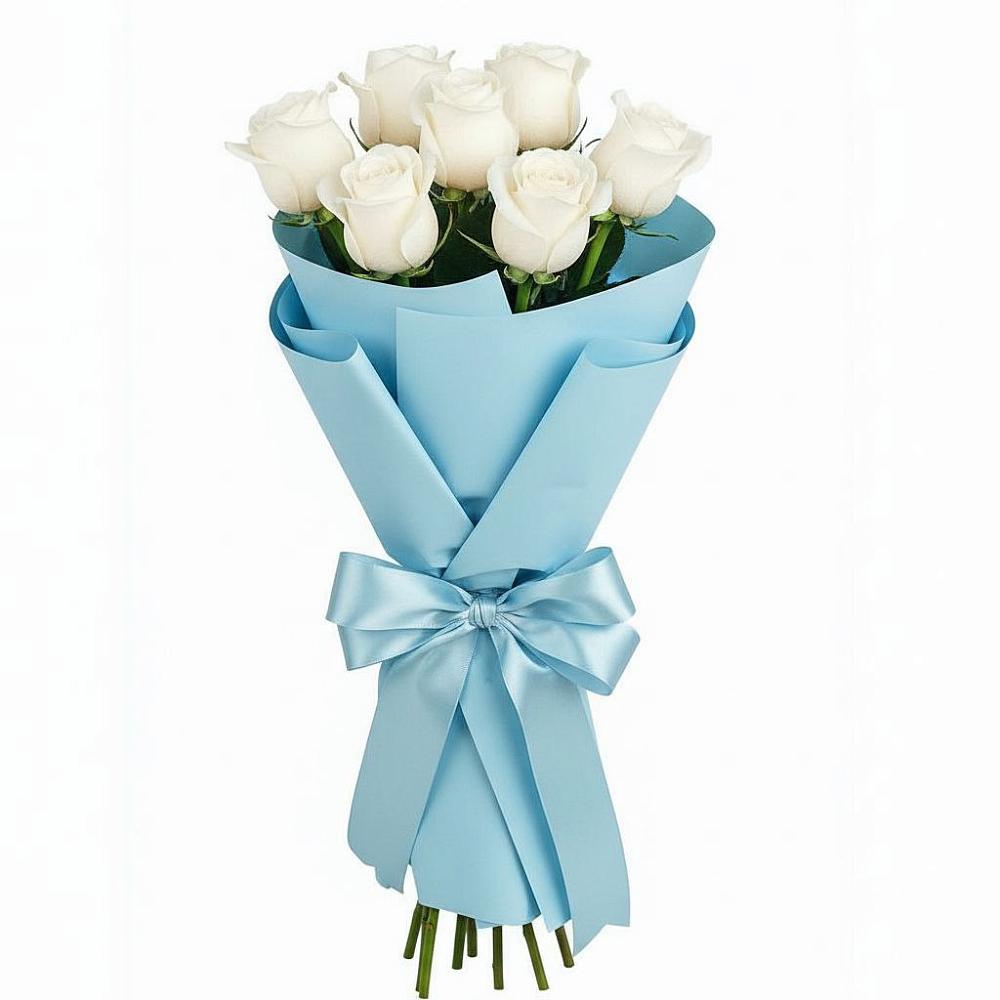 Букет 7 белых роз Проуд в Краснослободске Республики Мордовия