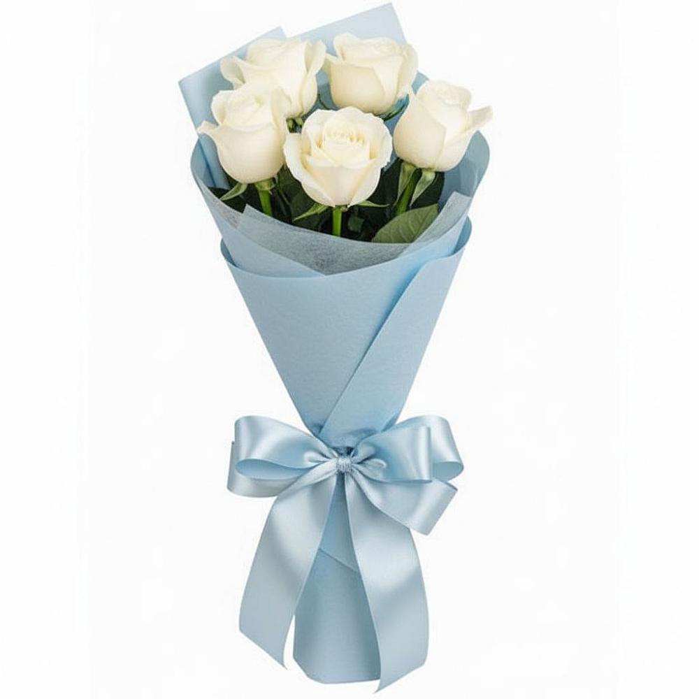 Букет 5 Белых роз Проуд в Краснослободске Республики Мордовия