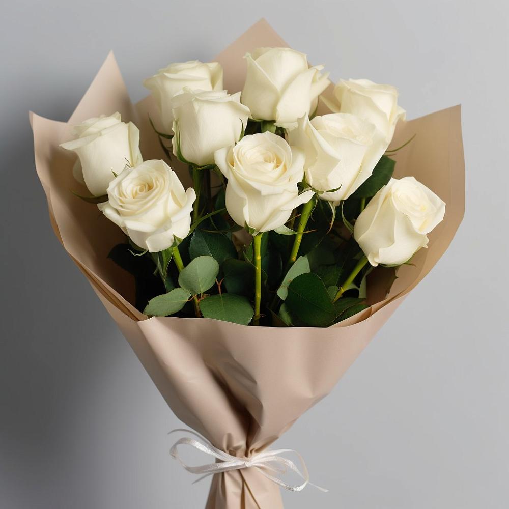 Букет 9 Белых роз Эдлесс Лав в Краснослободске Республики Мордовия