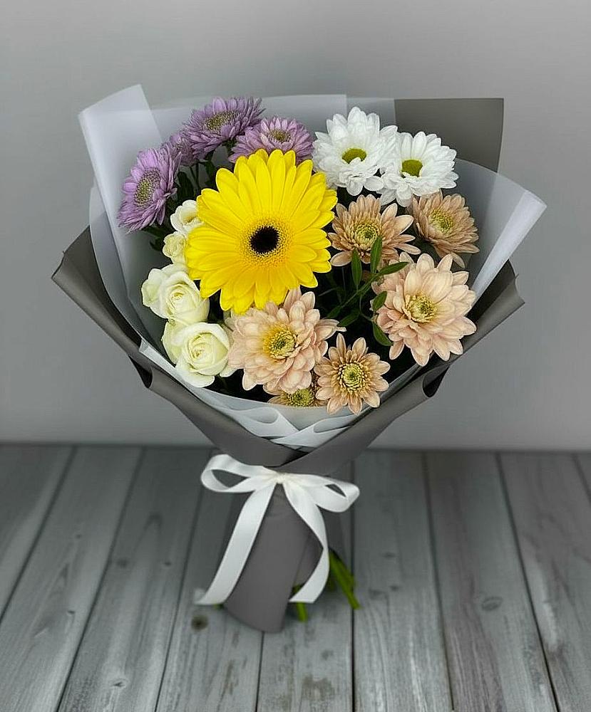 Букет цветов из: Розы, Герберы и Хризантемы в Краснослободске Республики Мордовия