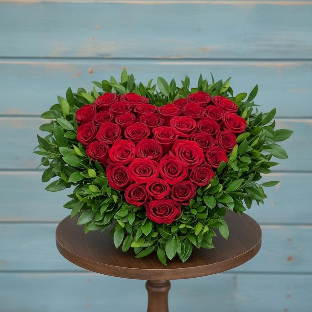 Цветочная композиция из Розы в виде сердца в Краснослободске Республики Мордовия