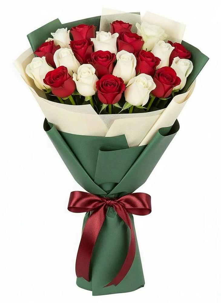 Букет Микс из красных и белых роз в Краснослободске Республики Мордовия
