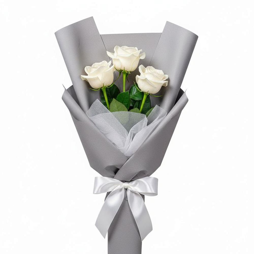 Букет 3 белые розы в Краснослободске Республики Мордовия