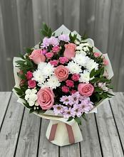 Букет цветов из:  Альстромерии, Гвоздики, Розы и Хризантемы в Краснослободске Республики Мордовия