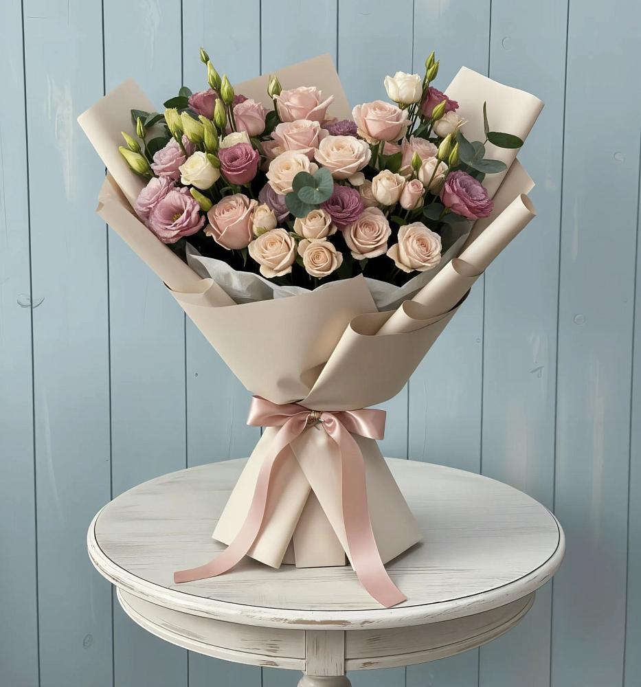 Букет цветов из: Розы и Лизиантусы в Краснослободске Республики Мордовия