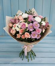 Букет цветов из:  Хризантемы, Розы и Альстромерии в Краснослободске Республики Мордовия