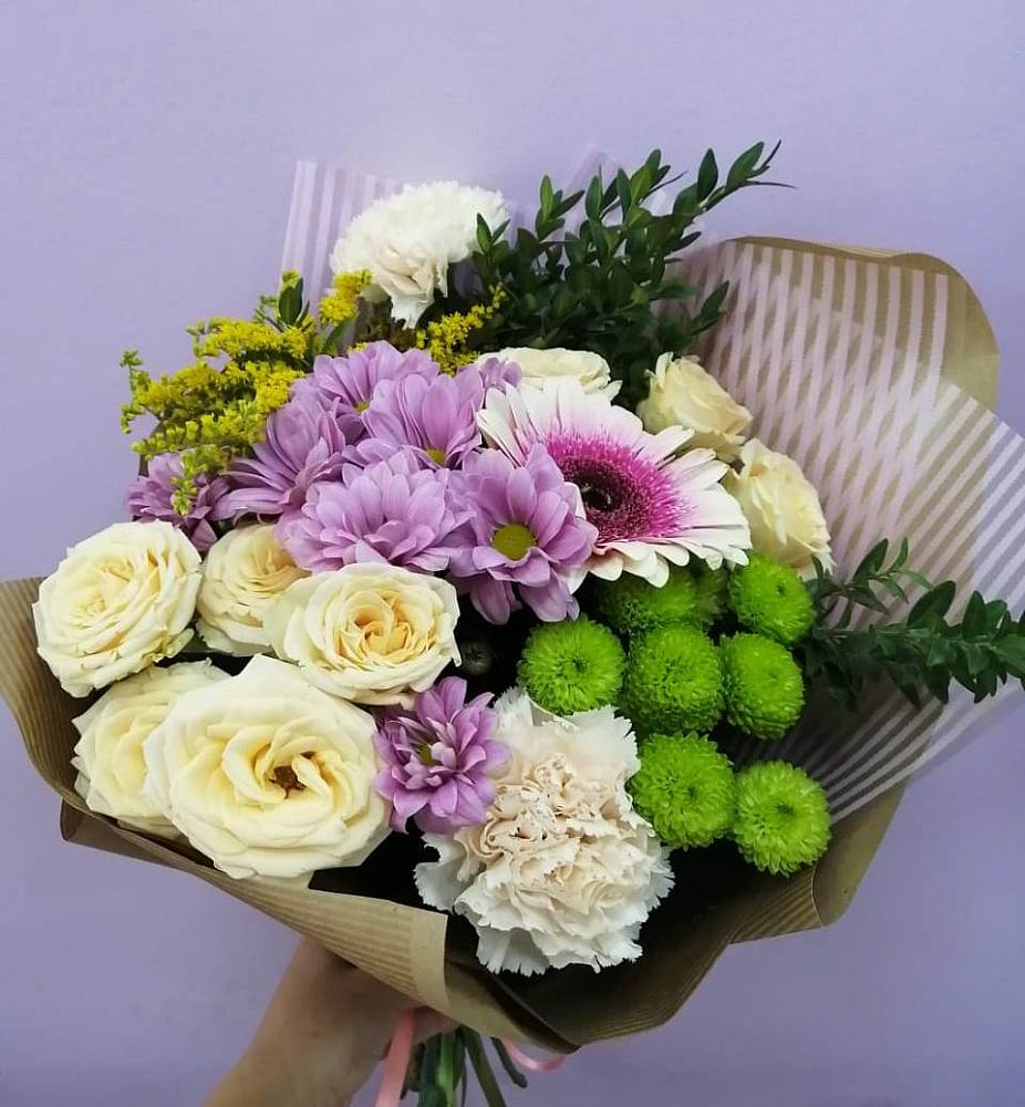 Букет цветов из: Хризантемы, Розы, Гвоздики и Герберы в Краснослободске Республики Мордовия