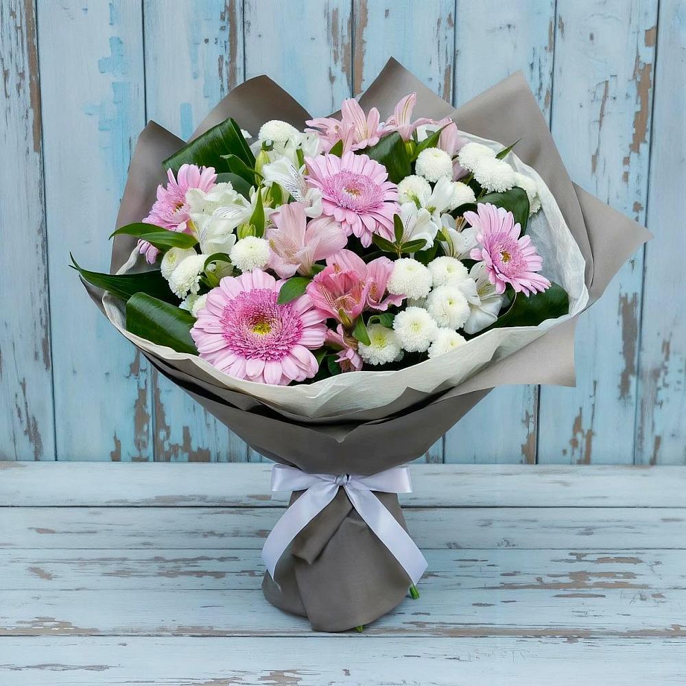 Букет цветов из: Герберы, Альстромерии и Хризантемы в Краснослободске Республики Мордовия