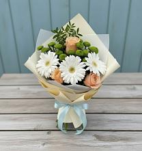 Букет цветов из:  Герберы, Розы и Хризантемы в Краснослободске Республики Мордовия