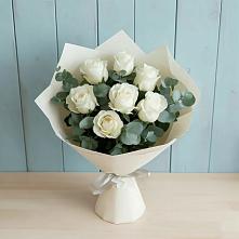 Букет Белые розы в Эвкалипте в Краснослободске Республики Мордовия