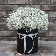 Цветочная композиция из Гипсофила в шляпной коробке в Краснослободске Республики Мордовия