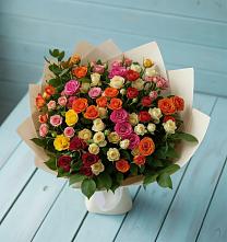 Букет Микс из разноцветных кустовых роз в Краснослободске Республики Мордовия